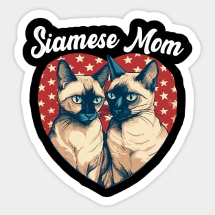 American flag Cat Mom Siamese Cat 4th of july Sticker